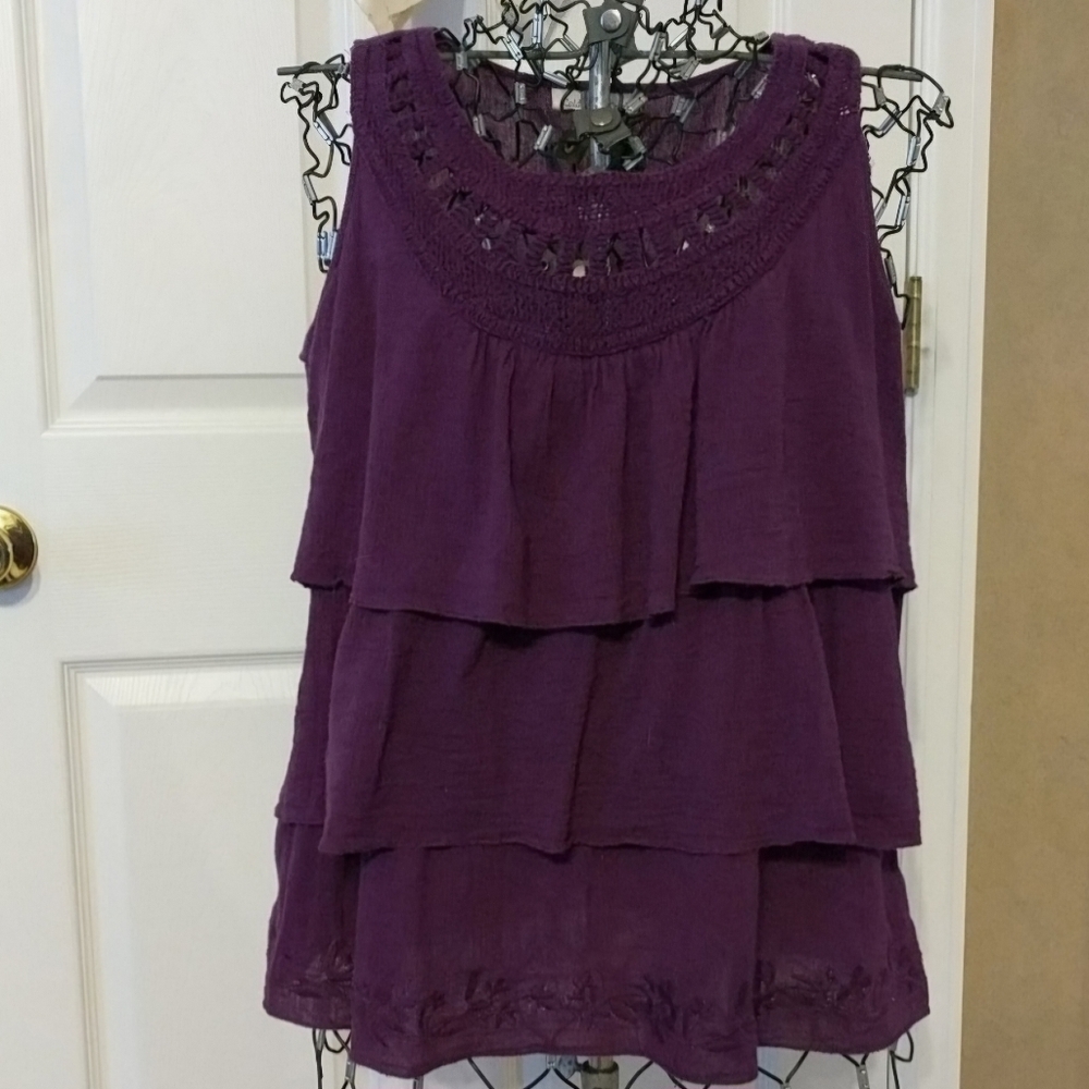 NWT Coldwater Creek Cotton Tiered Shell